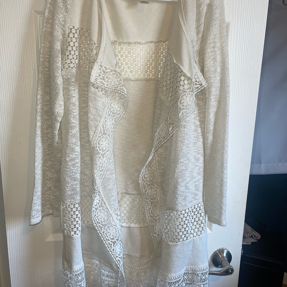 Elegant Cream Lace-Trimmed Women's Sweater